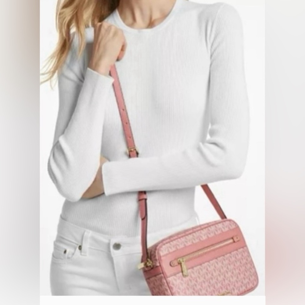 NWT Michael Kors Logo Jet Set Charm East West Sunset Rose crossbody purse